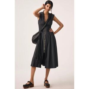Anthropologie The Tommie Zip-Front Midi Dress Maeve Black Small S NEW